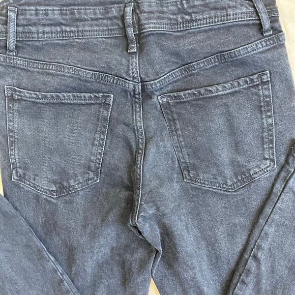 Old Navy Sz 4 OG Straight Black Washed Ripped Jean Overalls Stretchy Mom Jean - Picture 16 of 16